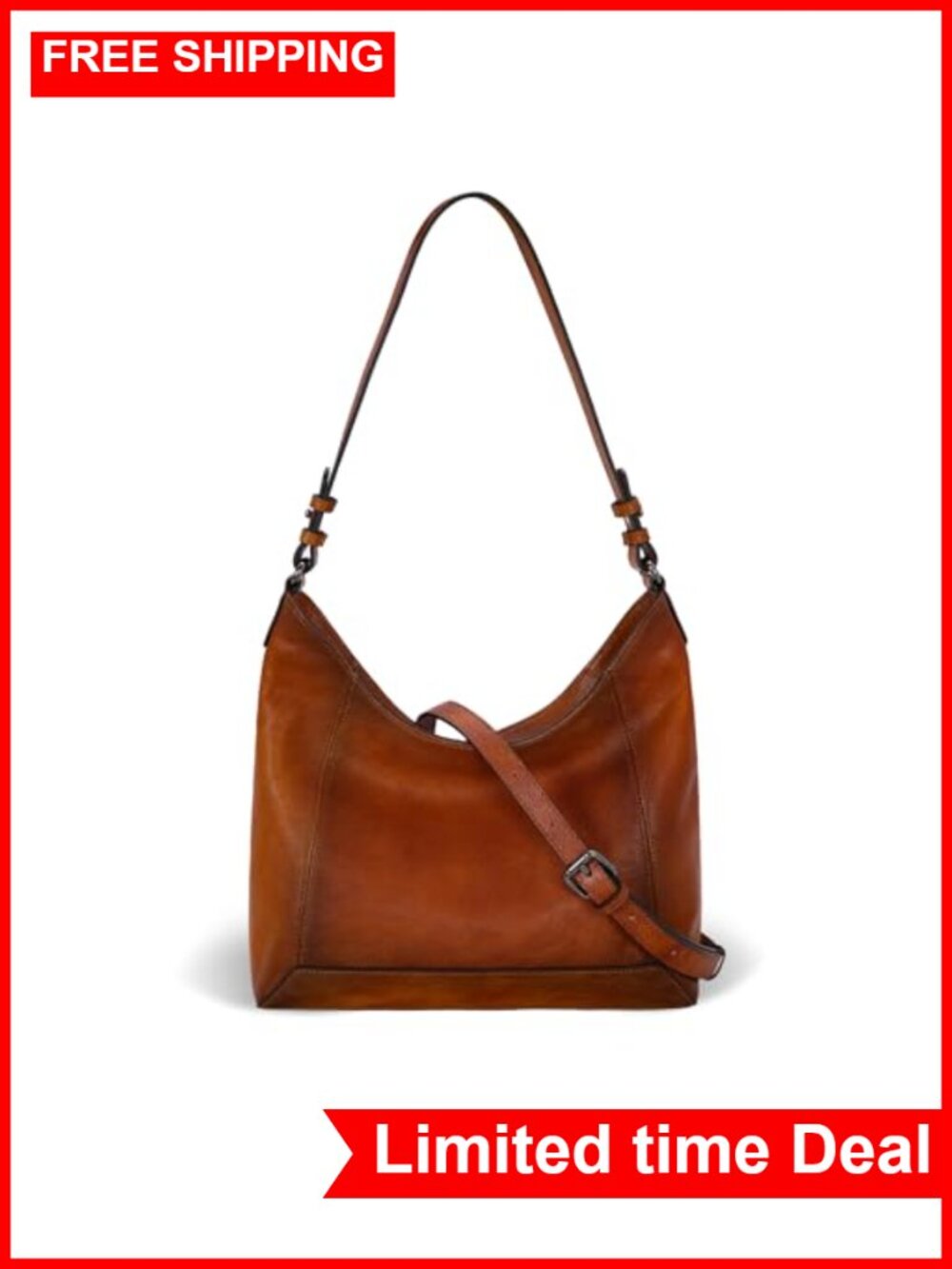 Genuine Leather Crossbody Hobo Bag, Adjustable Straps, Everyday Purse